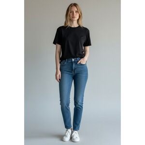 Paige Skyline Ankle Peg Slim Straight Jeans Medium Wash Blue Womens Size 29